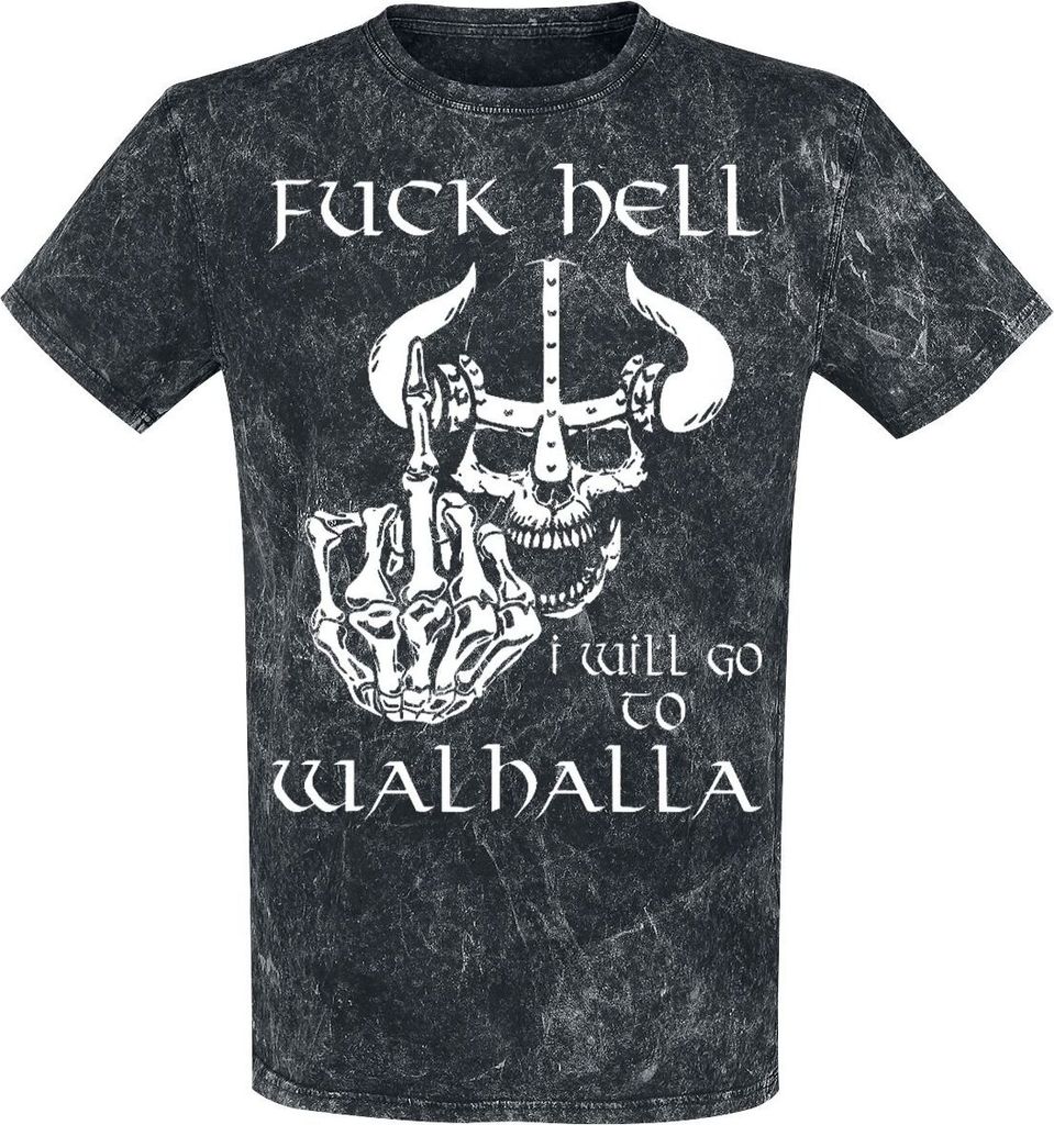 E.M.P. T-Shirt Herren Fuck Hell - I Will Go To Walhalla dunkelgrau 4XL