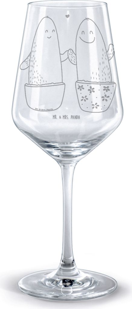 Mr. & Mrs. Panda Weinglas Kaktus Liebe - Transparent - Geschenk, Kelch, Rotweinglas mit Gravur, Kakteen, Hochzeit, Trennung, graviert, glas für ro...