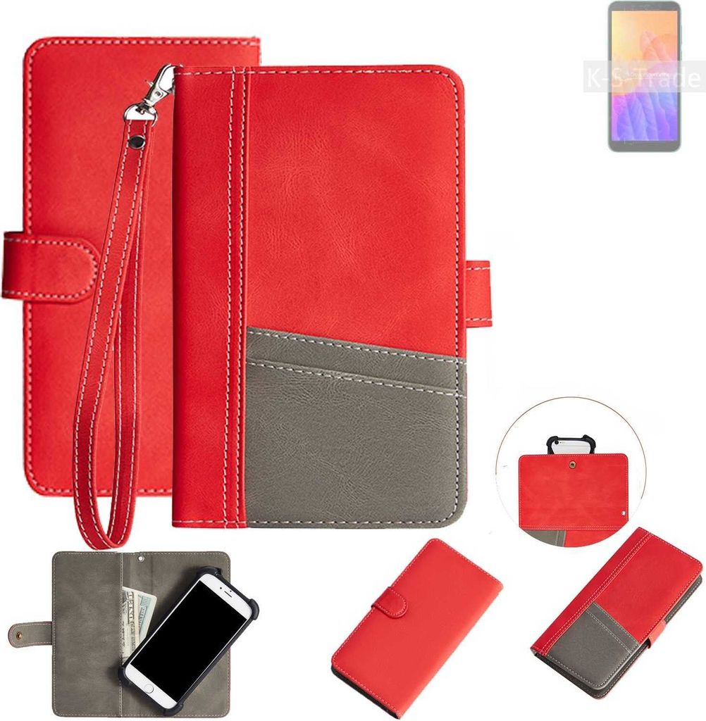 K-S-Trade Handy Schutzhülle für Huawei Y5p Hülle Portemonnee Brieftasche Klapphülle Kartenfächer Flip Wallet Case Etui
