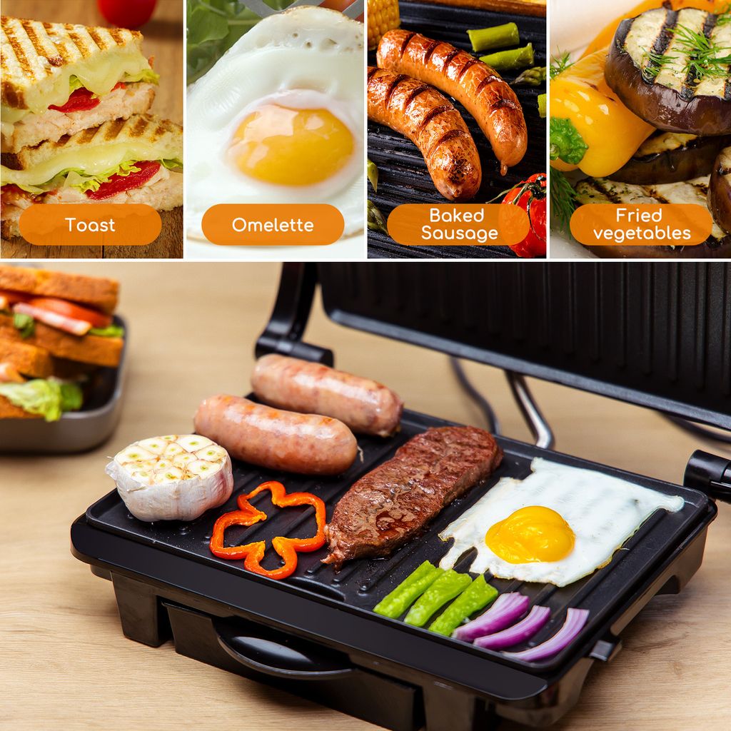 Aigostar - 1000W, kontaktgrill für Sandwiches, Steak und Produktbild 2