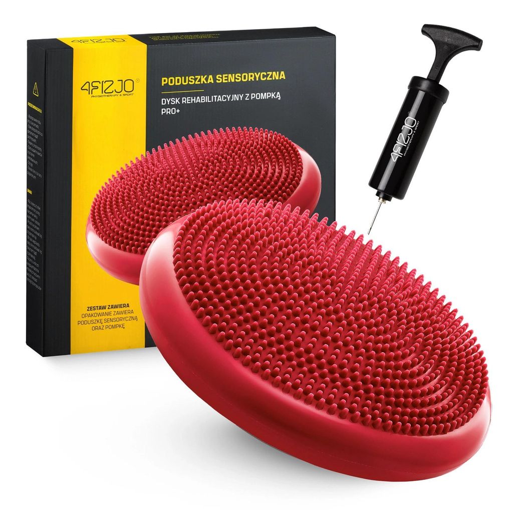 4FIZJO PRO+ Sensomotorisches Kissen Ø33 cm – Balance-Disk für Büro, Yoga & Rehabilitation Rot