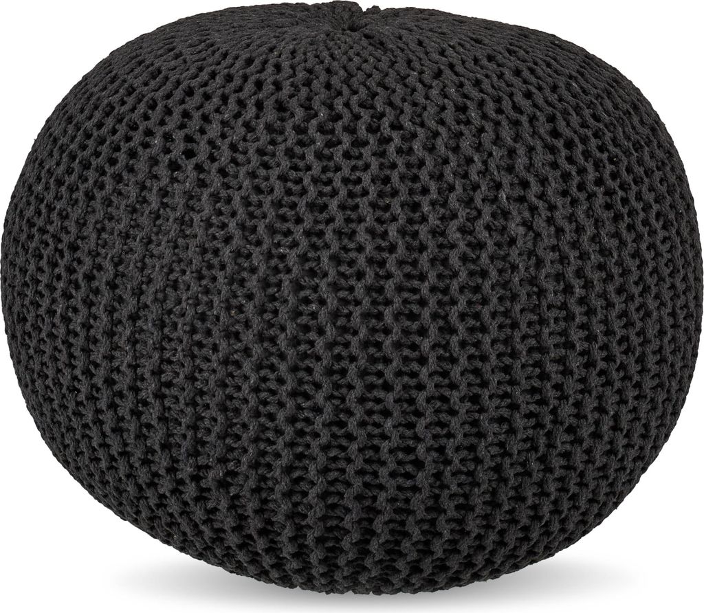 Relaxdays – puf, pletený, výška x průměr 33 x 46 cm, výplň Obrázek produktu 