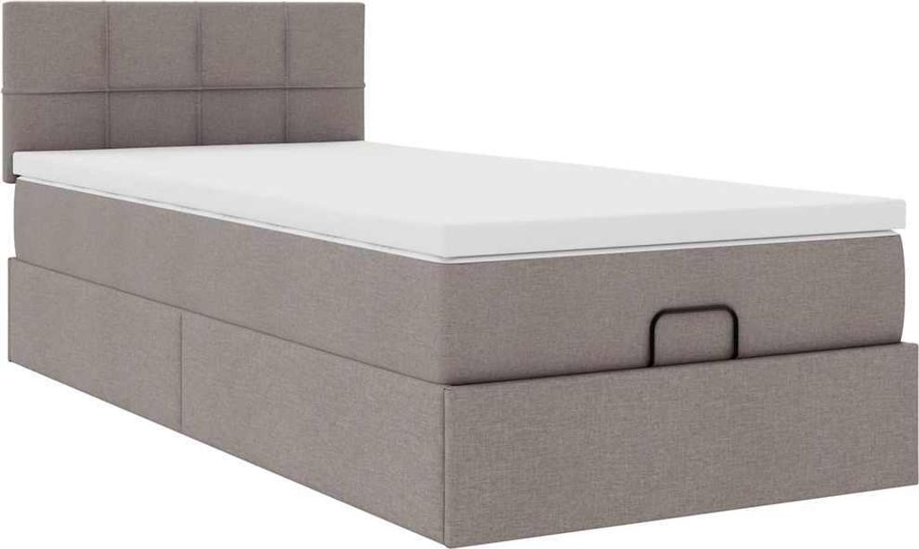 Ottoman-Bett mit Matratze Taupe 100x200 cm Stoff