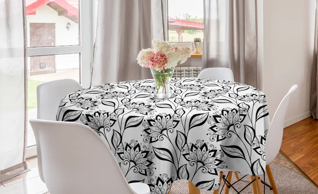 Tovaglia Bianca 150x250 Cm Con Fiori 3D In Rilievo, In Raso Effetto Rosetta, Elegante Per Matrimoni, Compleanni E Banchetti