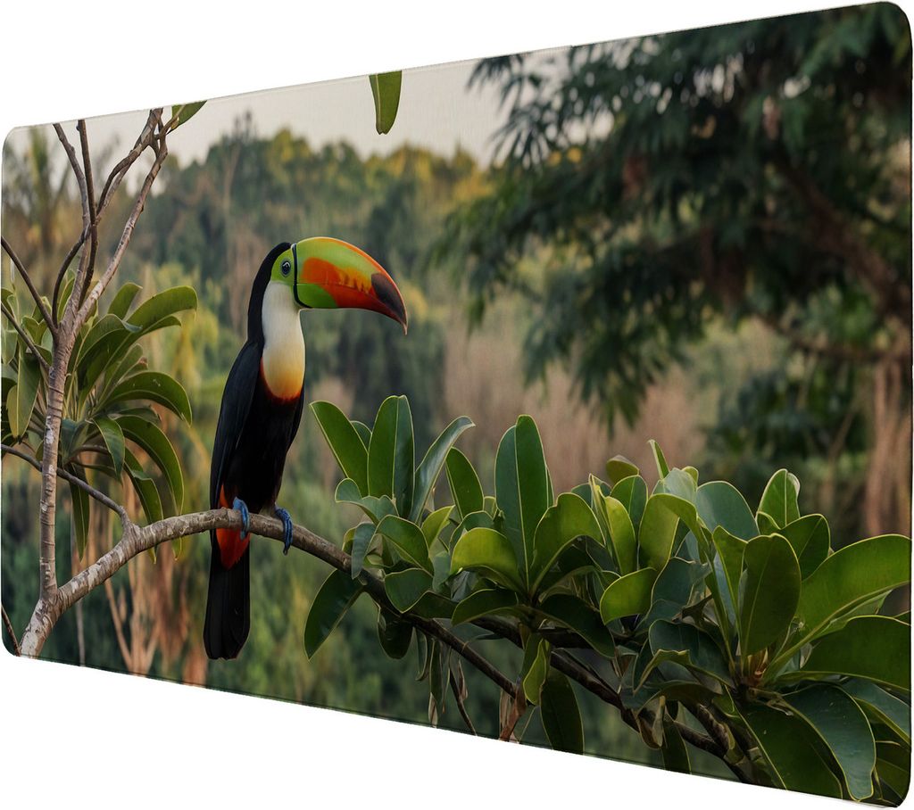 Tukan im Dschungel Schreibtischunterlage 69x31cm XXL Mauspad - Exotisches