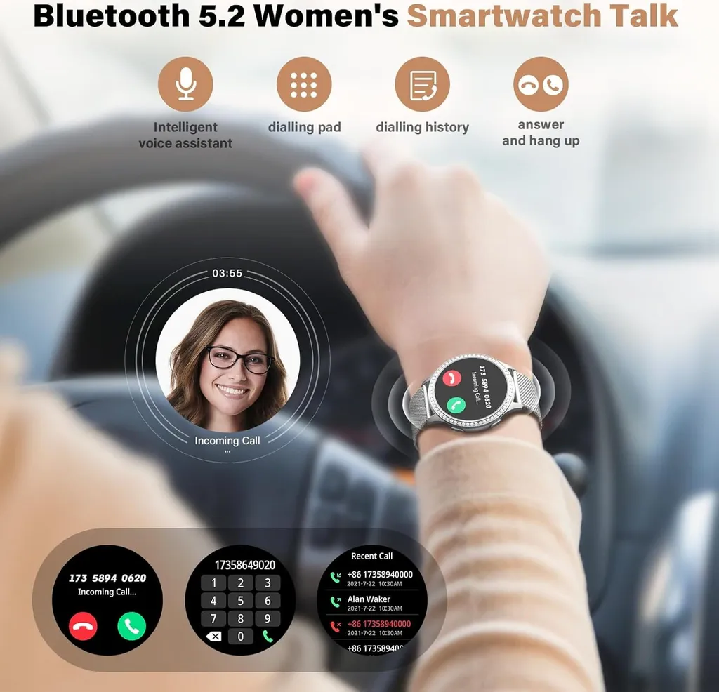 Smartwatch Donna Elfofle 1.32" IPS: Eleganza IP68 e Monitoraggio Ciclo - 6