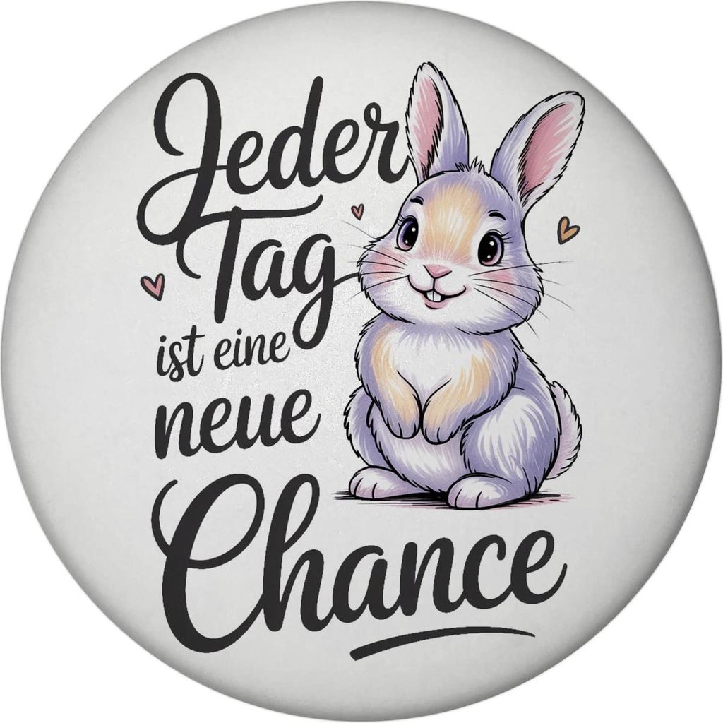 Hase mit Herzen Jeder Tag ist eine neue Chance Spruch Magnet
