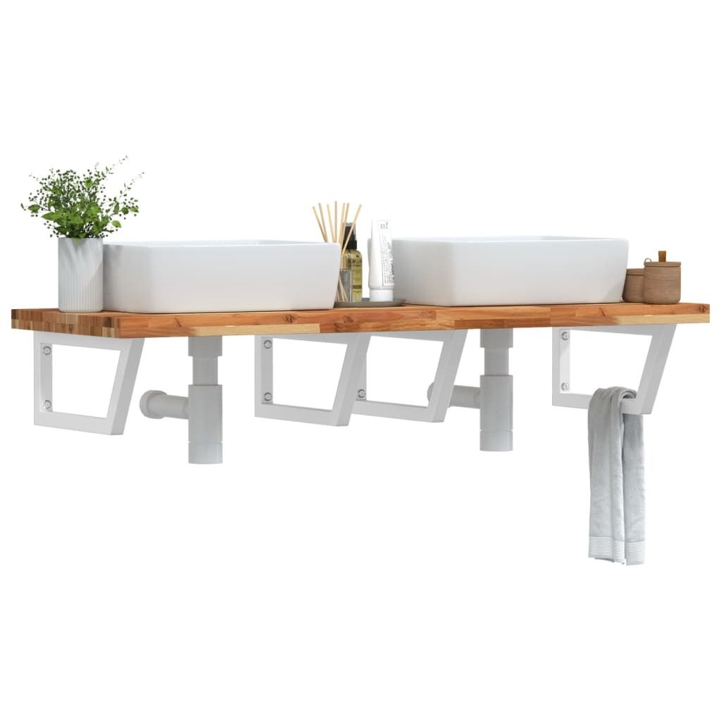 Waschbeckenregal Wandmontage Stahl und Akazienholz - Badspiegel 3302870