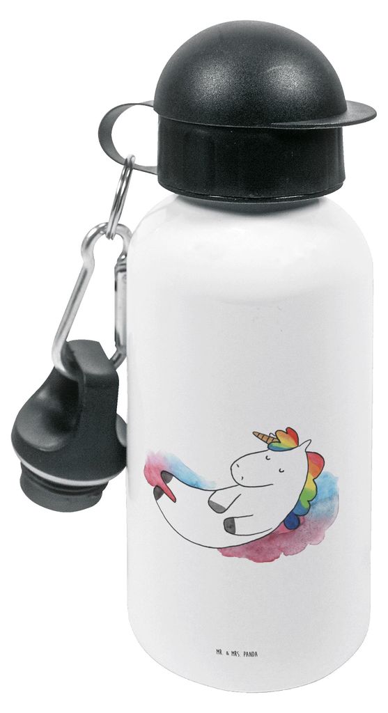 Mr. & Mrs. Panda Trinkflasche Einhorn Wolke 7 - Weiß - Geschenk, Unicorn, für den Kindergarten, Lustig, Einhörner, Kinder, Menschen, Sportflasch...