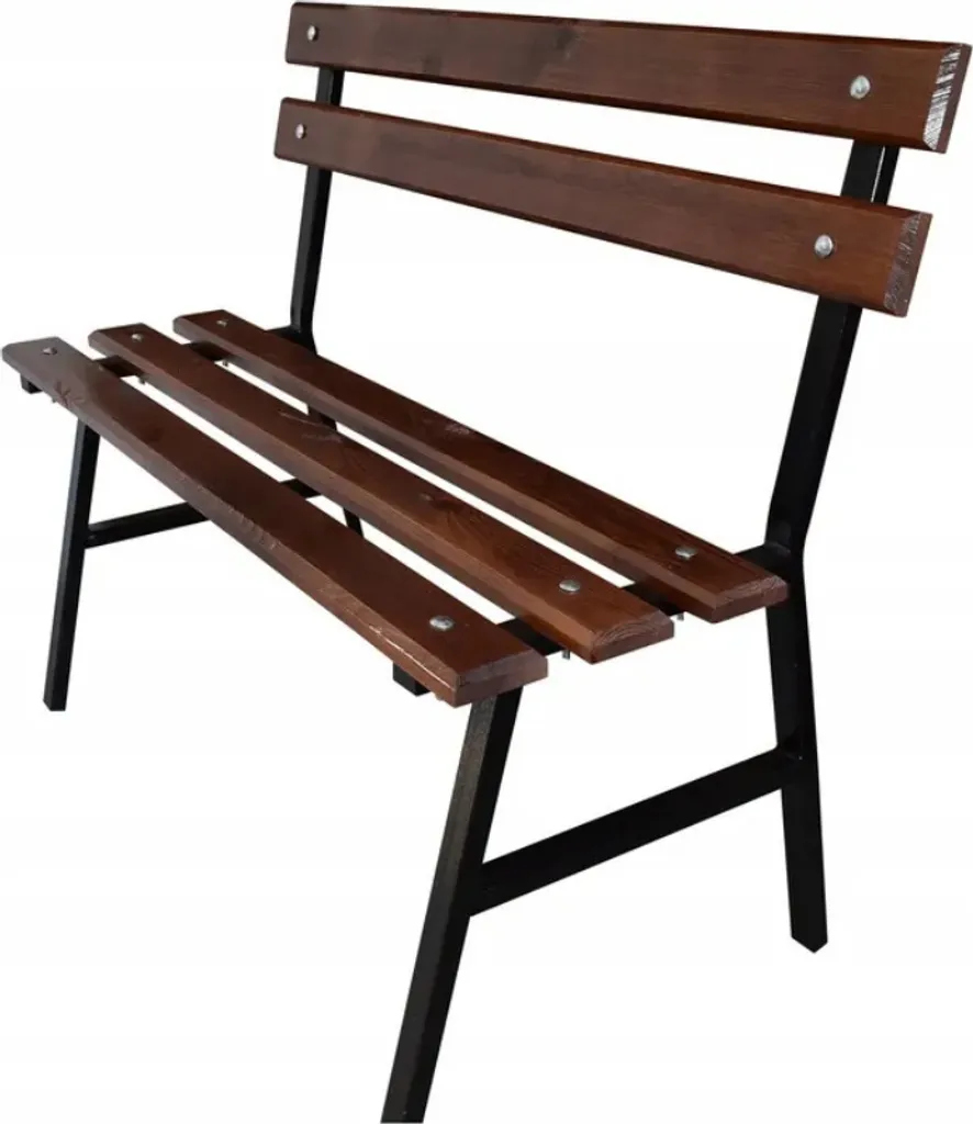 Panchina Parco Design Legno Scuro e Metallo 81cm | Arredo Esterno