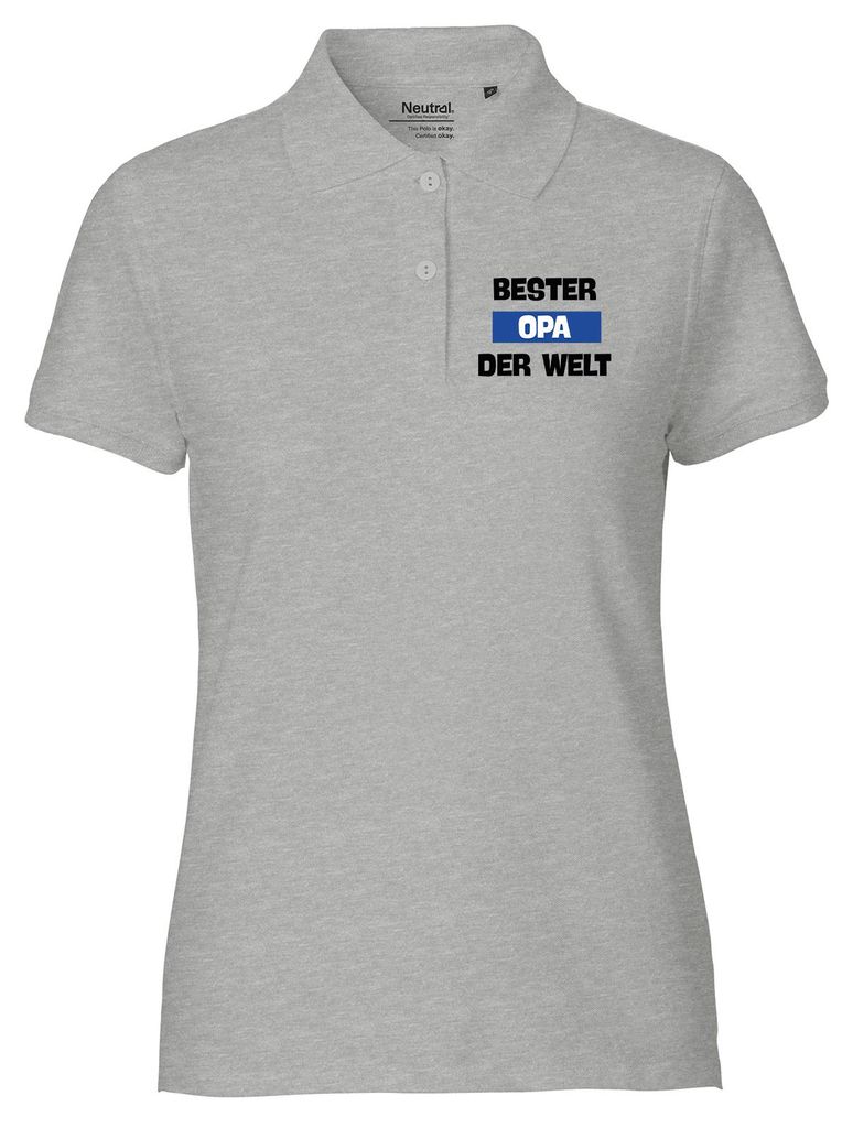 Huuraa Damen Polo Shirt Bester Opa der Welt L Sport Grey Bio Baumwolle Fairtrade Poloshirt Geschenkidee