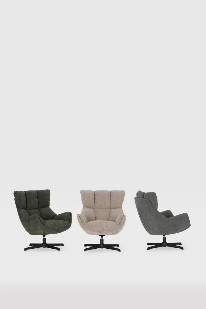 Fauteuil Design Matelassé Gris et Métal Noir ODETTE CALICOSY - H89 cm - 11