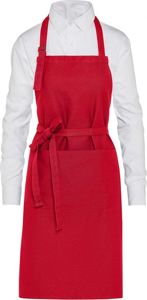 SG Accessories JG20P-OG | LISBON - Organic Heavyweight Bib Apron with Pocket 85x71 cm - Farbe: Red - Größe: One Size