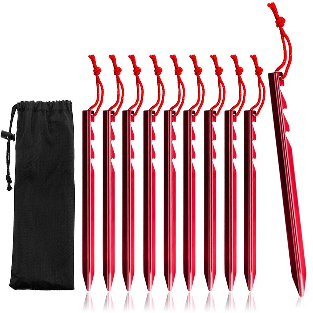 Camping Heringe Aluminium 10 Stück 18cm ultraleicht Y-Shape Zeltheringe mit Zugschlaufe für Zelt Trekking Outdoor