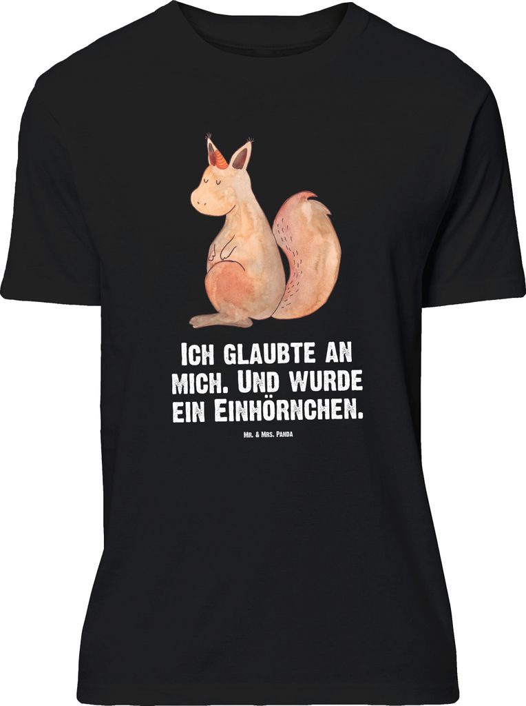 Mr. & Mrs. Panda Größe M T-Shirt Einhorn Glauben - Schwarz - Geschenk, Unicorn, Eichhörnchen, Herren, Eichhorn, Shirt, Einhörner, Einhörnchen,...