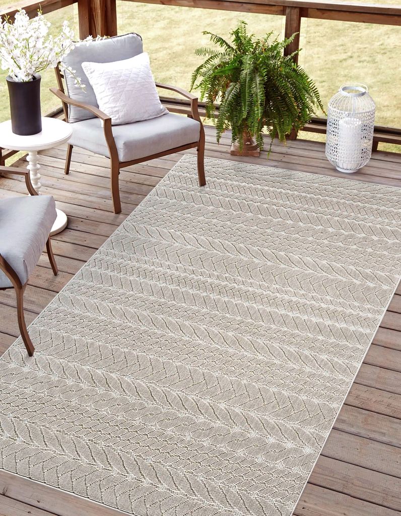 Outdoor Teppich BRAID 120 x 170 cm Braun