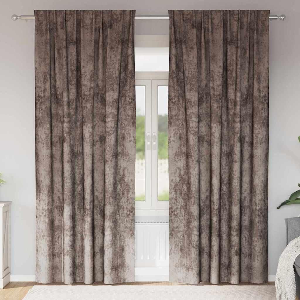 Samtvorhänge mit Vorhängen 2 pcs Cappuccino 245 x 140 cm Samt