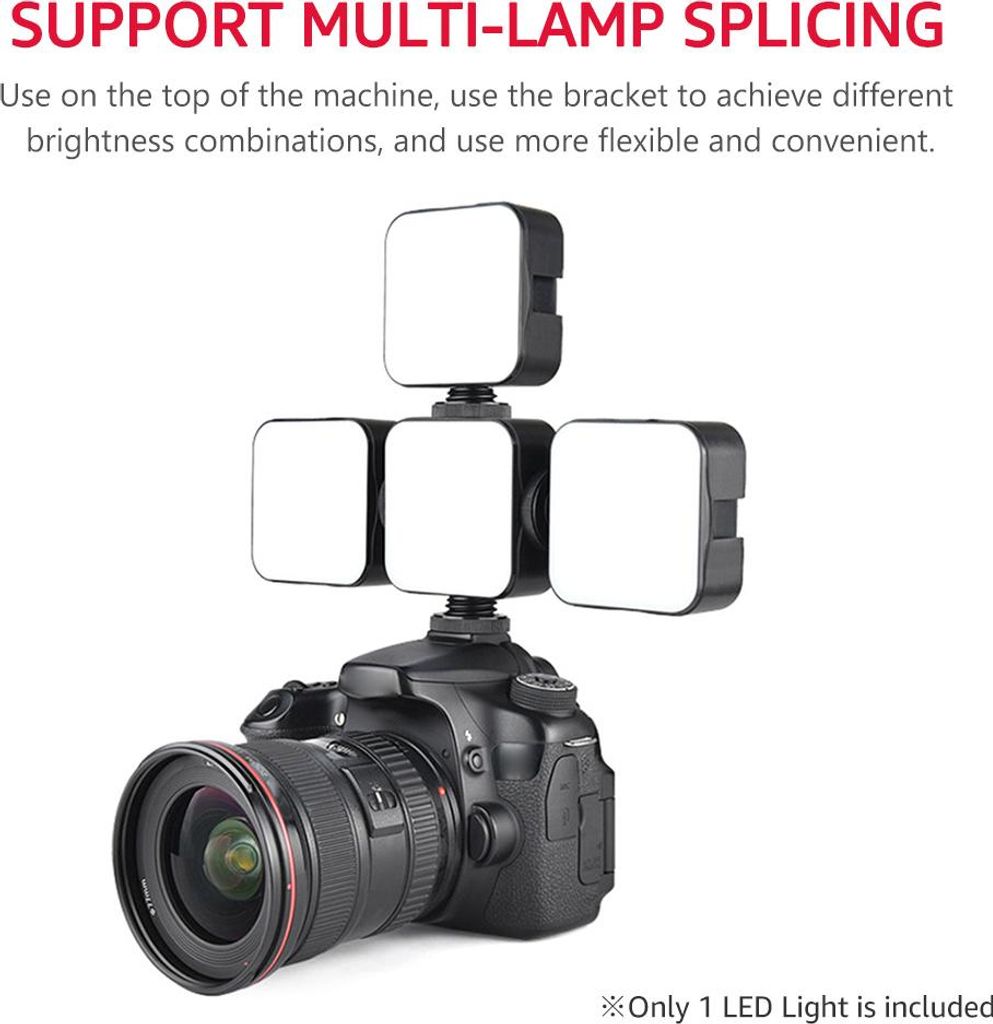 YELANGU LED01 Mini-LED-Videoleuchte, Fotografie-Einfülllampe, 6500 K, dimmbar, 5 W, mit Kaltschuh-Montageadapter für Canon, Nikon, Sony, DSLR-Kamera
