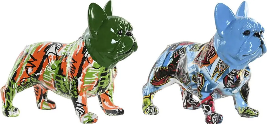 Figurine Chien Design Bleu et Vert Home ESPRIT - Duo Déco Multicolore