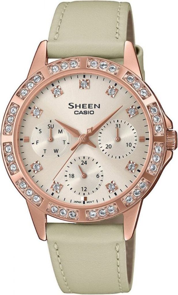 Casio SHEEN Damenuhr Armbanduhr Lederband SHE-3517PGL-9AUEF Produktbild 