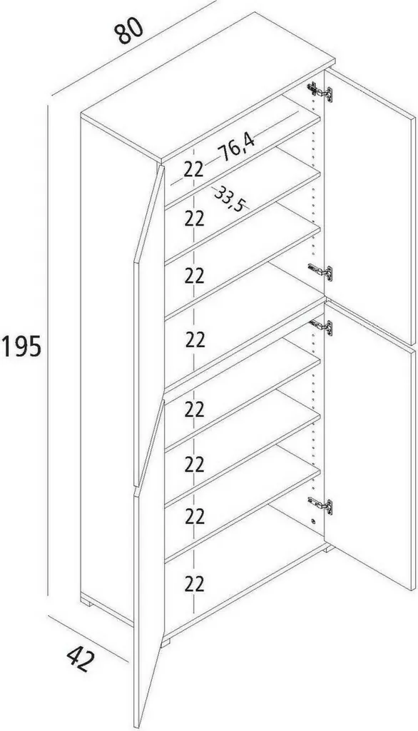 Armoire de rangement multi-usage Arro 80 cm Orme Brun avec 7 étagères - 3