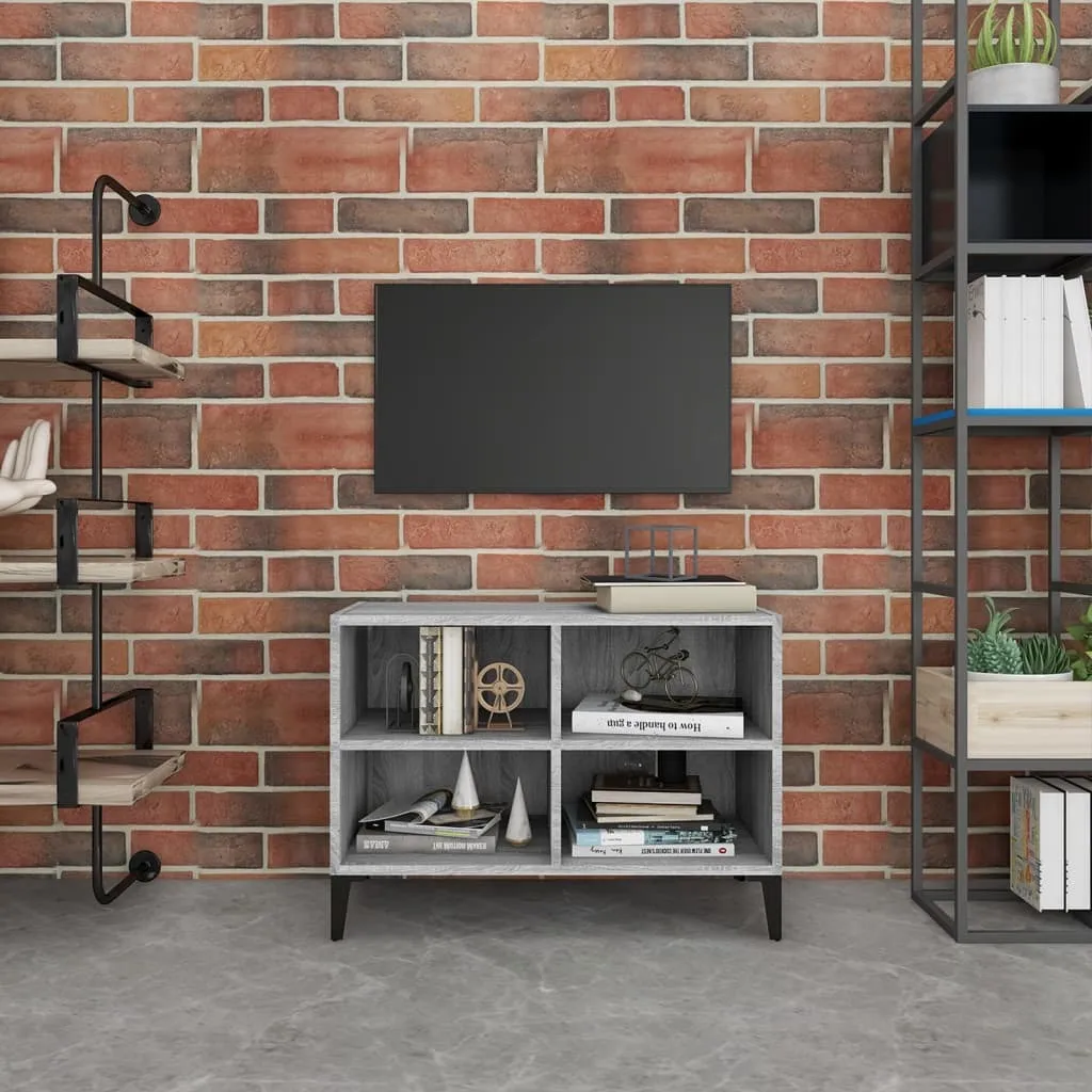 Maison Exclusive - Mobile TV con gambe in metallo Grigio Sonoma 69,5x30x50 cm