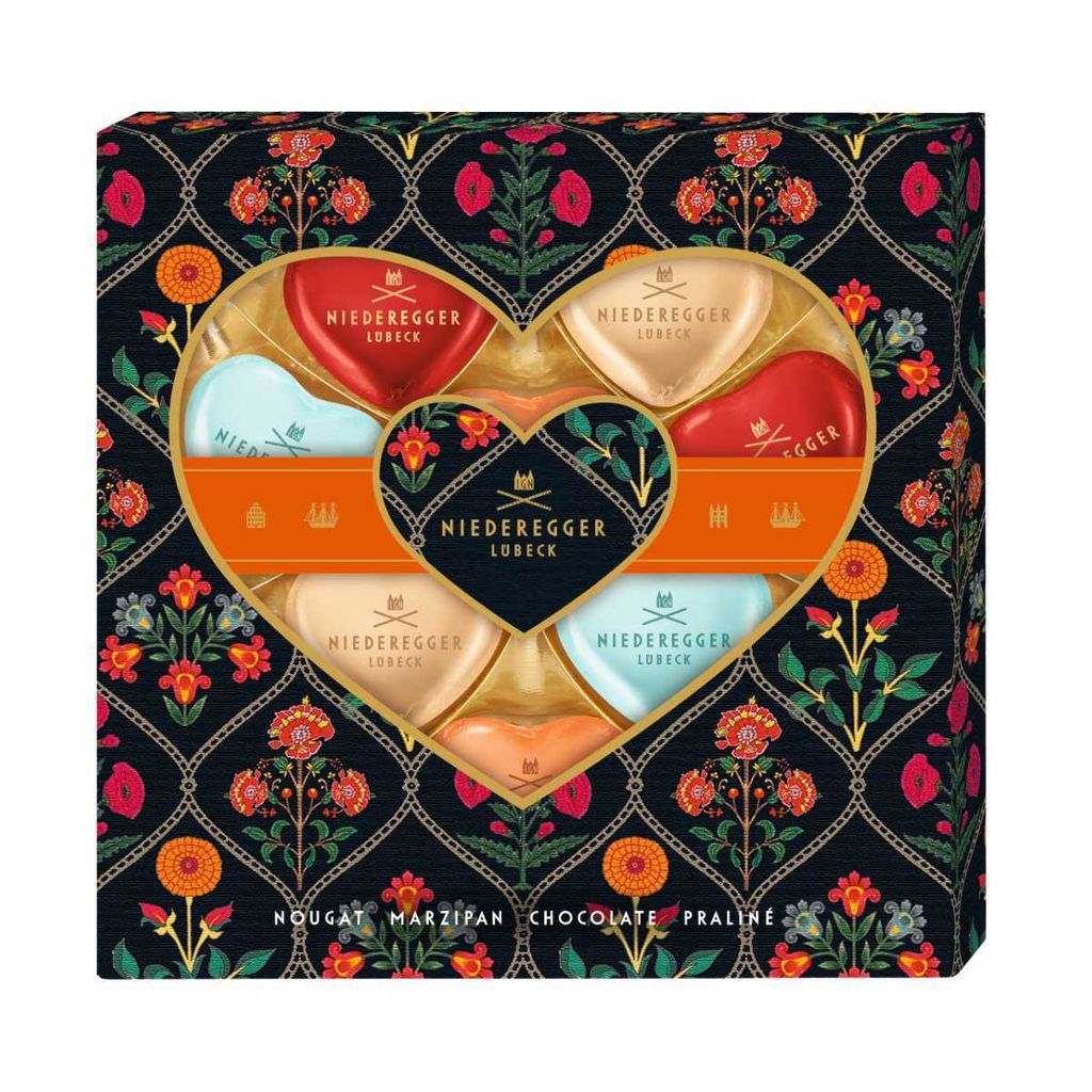 Niederegger Meisterselektion Herzen Dark Geschenkverpackung Produktbild 