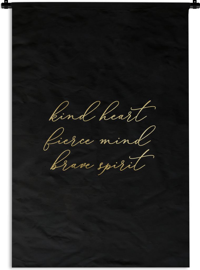 MuchoWow Wandteppich Wandbehang Zitat - Herz - Schwarz und Gold 120x180 cm Tapisserie Dekoration Wandtuch - Schlafzimmer - Dekorationen für das ...