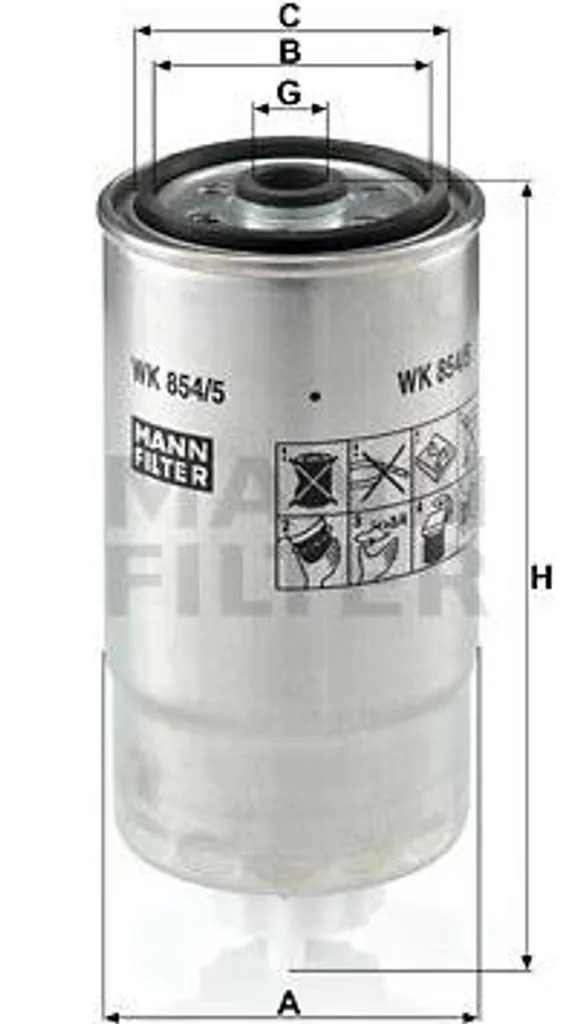 Filtre à gazole WK 854/5 MANN-FILTER compatible Lancia Lybra et Thesis