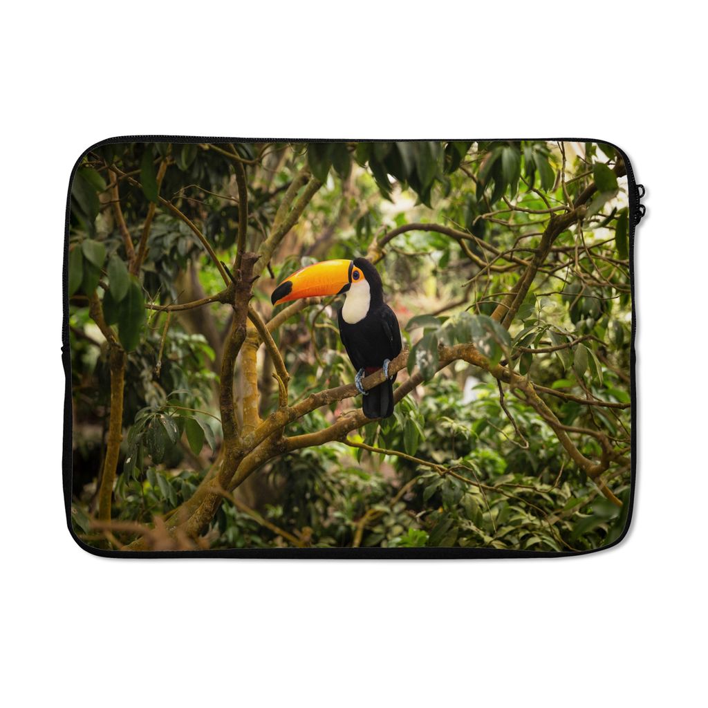 MuchoWow Laptop Hülle 13 Zoll Vogel - Tukan - Dschungel - Natur - Tropisch Laptoptasche - Laptophülle - Sleeve - Rundumschutz