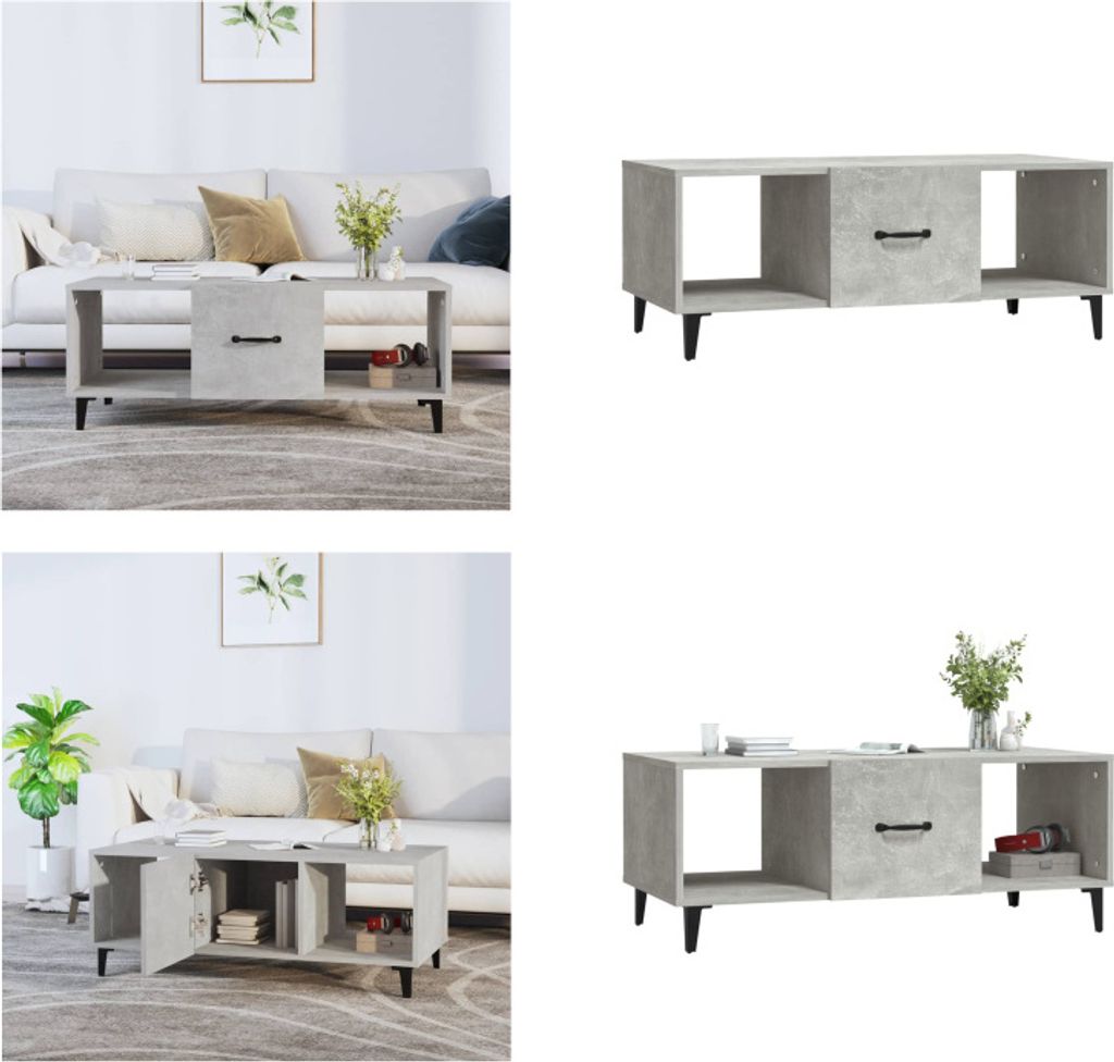 vidaXL Couchtisch Betongrau 102x50x40 cm Holzwerkstoff - Couchtisch - Couchtische - Beistelltisch - Sofatisch