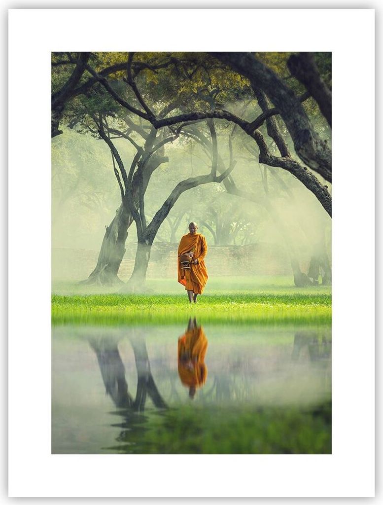 Poster - Poster ohne Rahmen - Mönch Wald Nebel - 30x40 cm - Wand Bild - Wanddeko - Wandbilder - Kunstposter - Wandposter - Bilder - Kunstdruck - W...