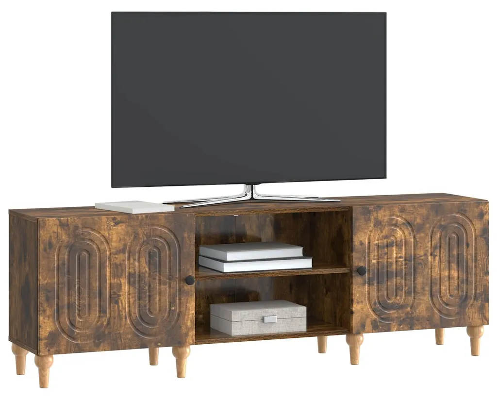 Banc TV en chêne fumé 150x31x50 cm | Grand meuble de rangement bas