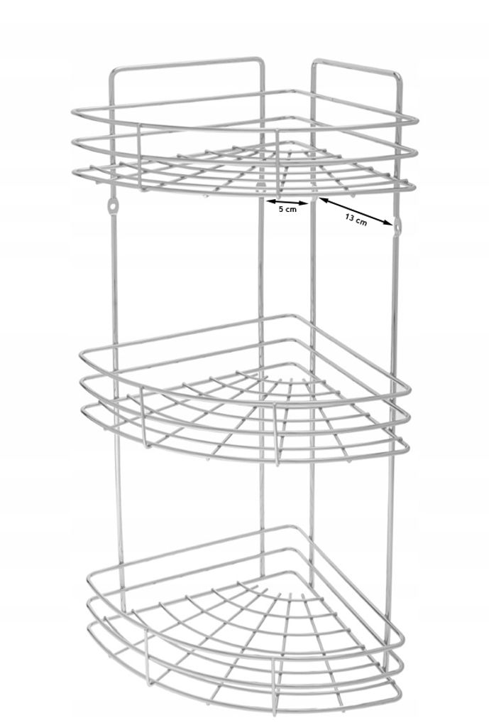 A three-tiered corner shelf unit.