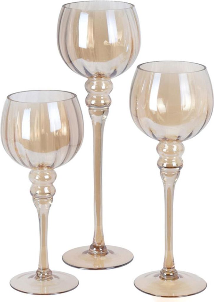 Home Elements Svícen Amber set 3 kusů, barva jantarová Obrázek produktu 