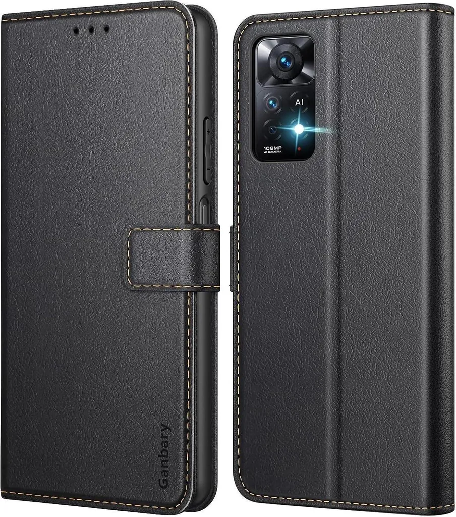 Étui cuir noir Xiaomi Redmi Note 11 Pro avec porte-cartes magnétique