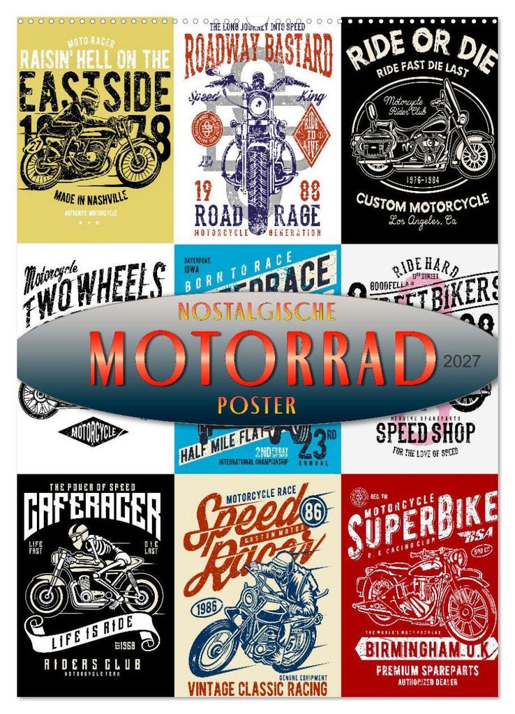 Motorrad - nostalgische Poster (Wandkalender 2027 DIN A2 hoch), CALVENDO Monatskalender