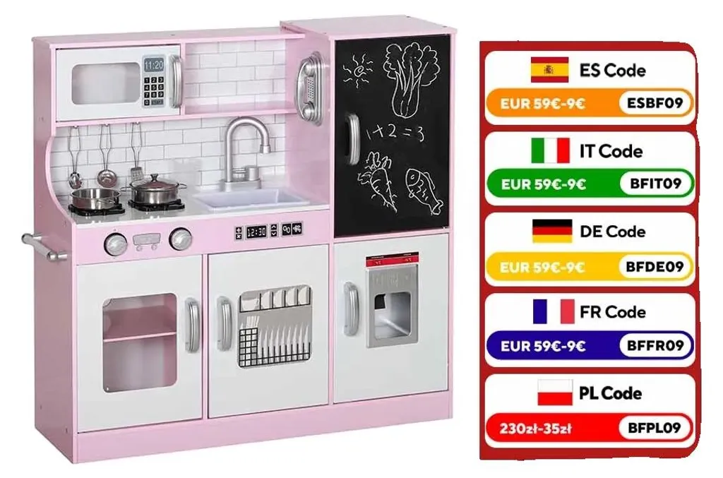 Cuisinière pour Enfant en Bois avec Ustensiles et Rangements Intégrés