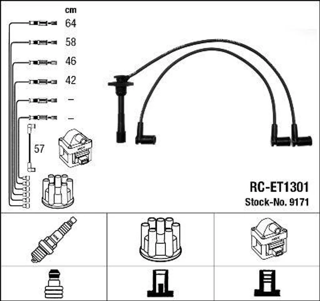 Câbles d'allumage NGK 9171 haute résistance pour Toyota Avensis 9171