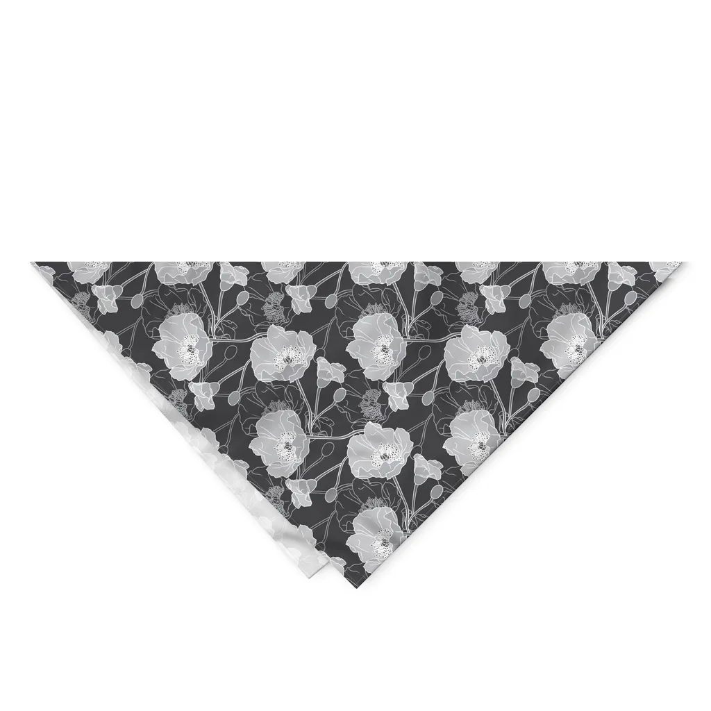 ABAKUHAUS Bandana per Animali Papaveri in Fiore 55x55 Grigio Taupe - 2