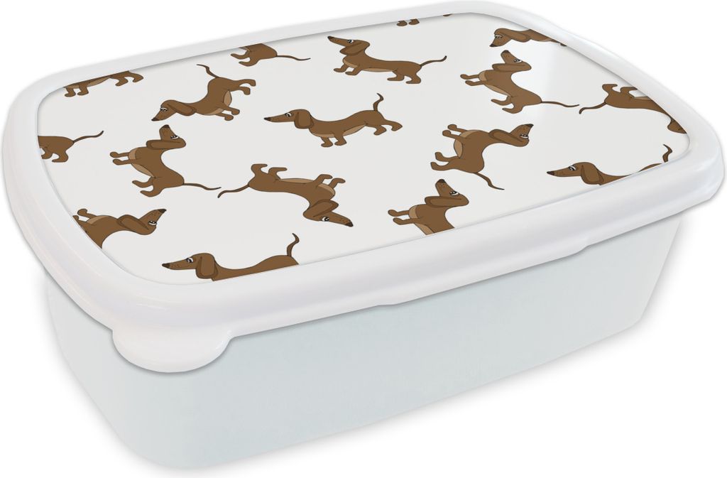 KitchenYeah Lunchbox Brotzeit Brotdose 17x11 cm Muster - Hund - Dackel - Jungen - Mädchen - Kinder - Kinder Kinder Brotzeitdose - Lunch Box - Ki...