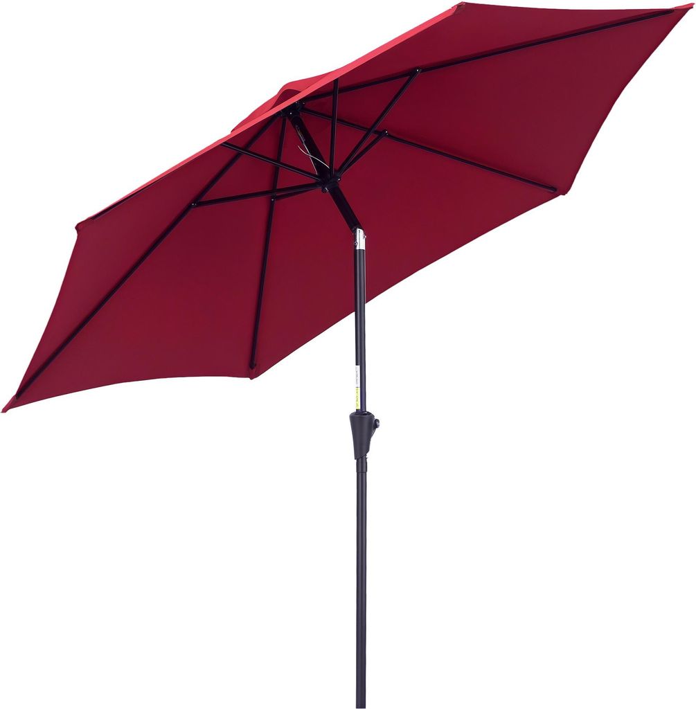 Knickschirm Sonnenschirm Gartenschirm Marktschirm mit Handkurbel Alu 180/m2 Polyester Rot ∅2,6 x 2,35 m, Aluminium