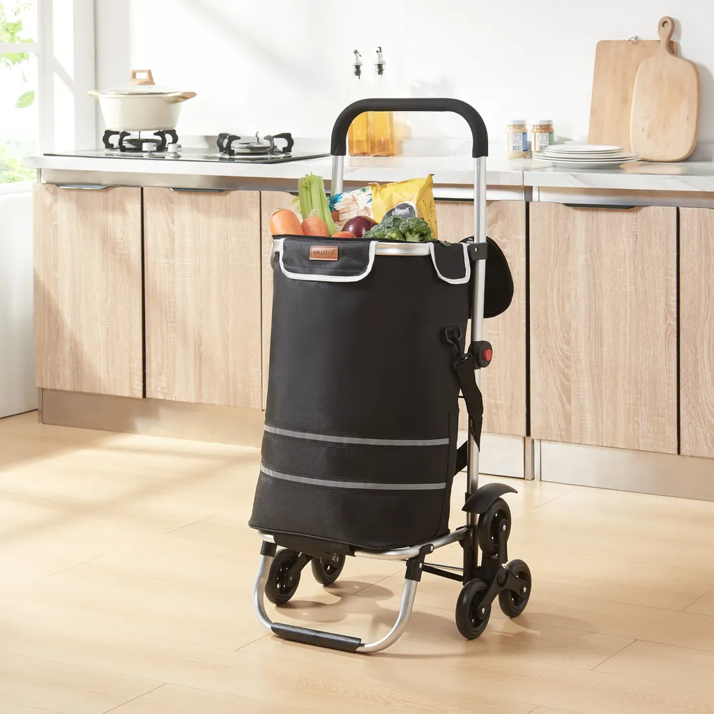 Chariot de courses Treppensteiger Neef pliable noir - Cabas à 6 roues