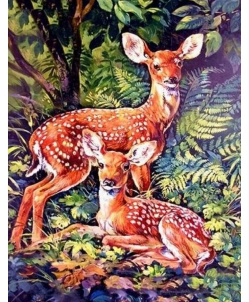 NORIMPEX Diamantov kleiner Ofen Hirsch im Wald 30x40cm