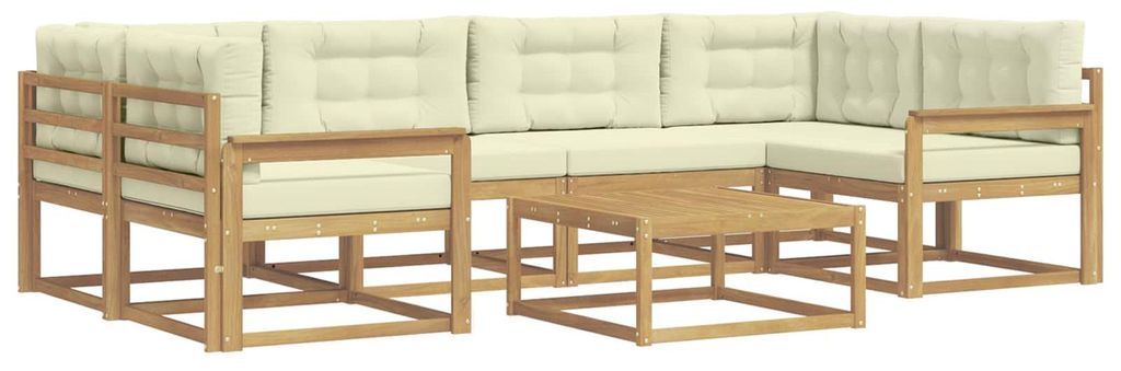 vidaXL Outdoor-Sofagarnitur mit Kissen 5 pcs Weiß und Creme