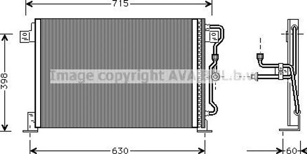 Condensateur AVA JE5019 climatisation pour Jeep Cherokee - OE 55115864