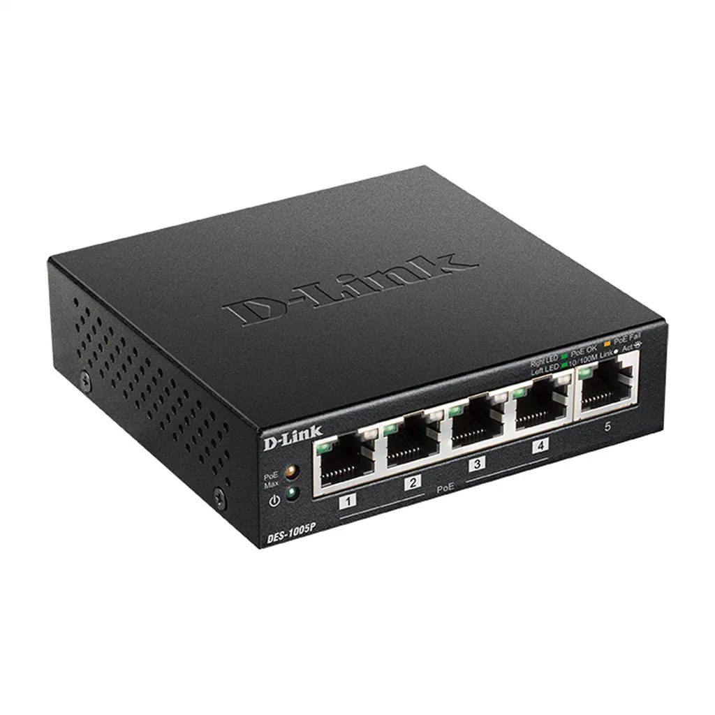 Switch PoE 5 Ports pour Vidéosurveillance D-Link DES-1005P Ethernet