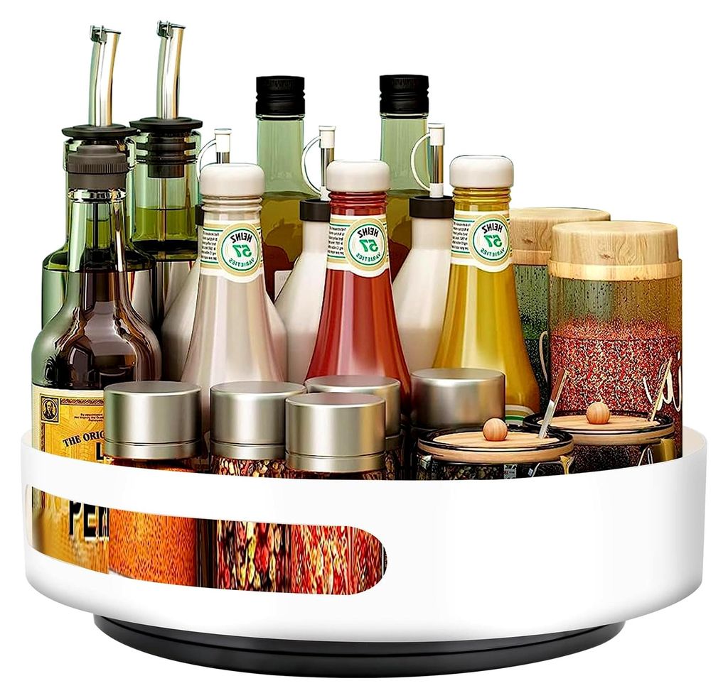 Drehbarer Organizer, Lazy Susan Gewürzregal, Runder Organizer aus Kohlenstoffstahl, Drehbare Ablage für Küche, Schlafzimmer, Bad, Büro, 22x22x5cm