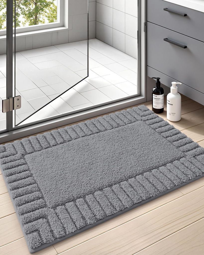 Rutschfeste, waschbare und saugfähige Badematte, weiche Badematte für Badezimmer, Dusche, Badewanne und Waschküche, dunkelgrau, 40 x 60 cm