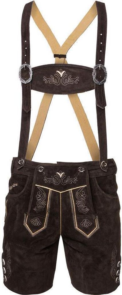 Steigenhöfer ANTON Kurze Lederhose für Herren mit H-Trägern Dunkelbraun 54